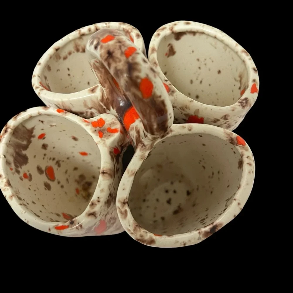 Vintage Ceramic Splatter Glaze Vase or Trinket Holder 1970’s 8” Tall